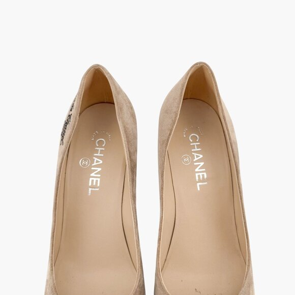 Chanel Gabrielle Coco Cap Toe Pumps EU 40.5 US 9.5-10 Beige Pointed High Heel - Picture 4 of 13